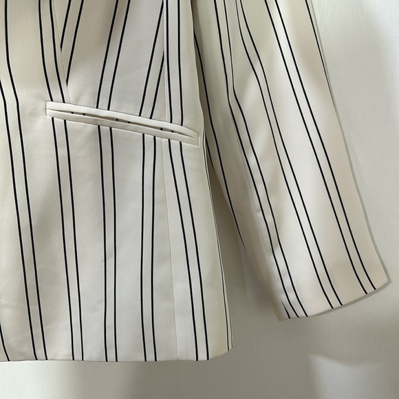 TALBOT WOMENS BLAZER JACKET COAT STRIPE WHITE BLACK SIZE 2P - Picture 7 of 12